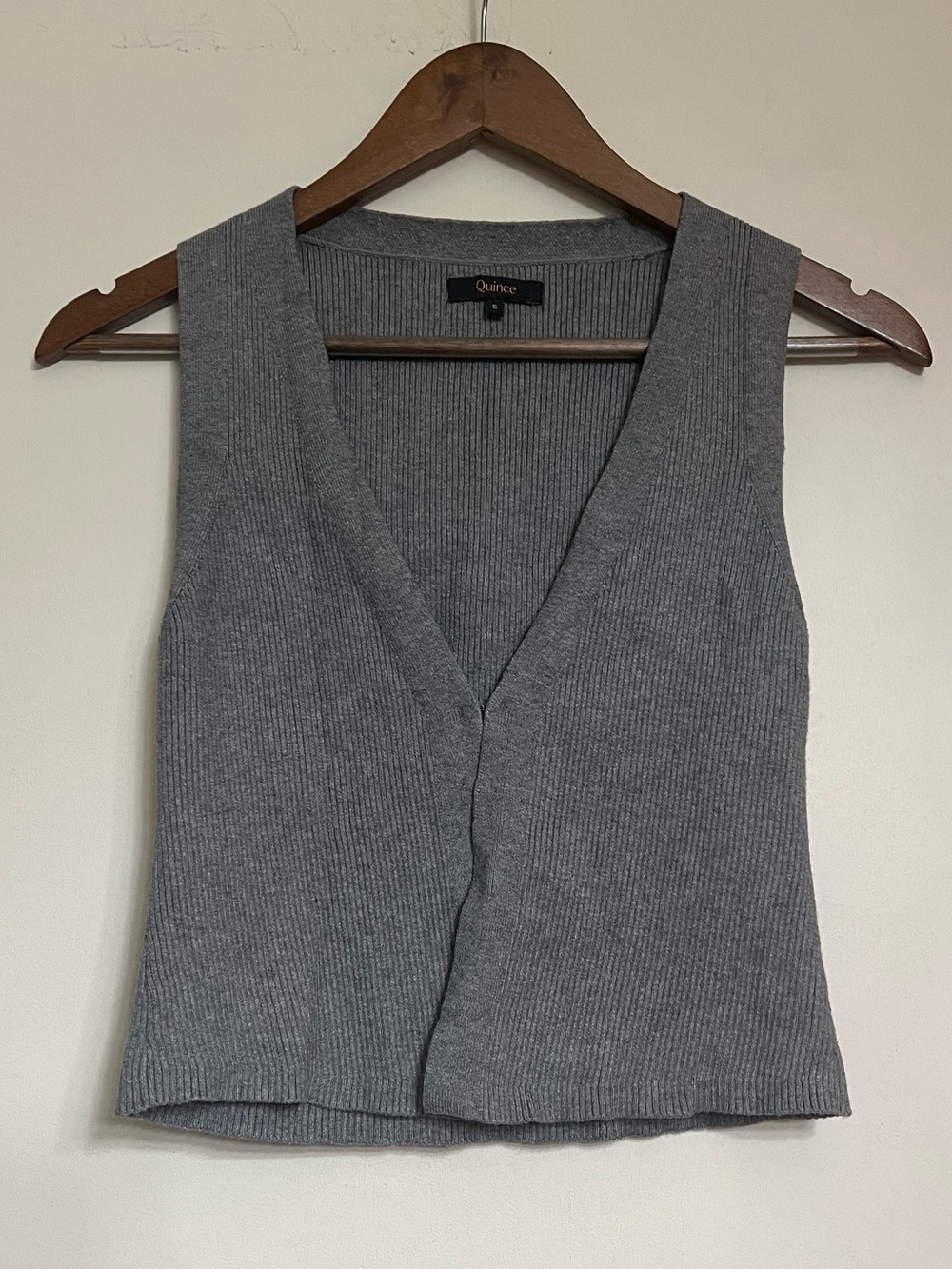 Quince Eco-Knit Front Hook Sweater Vest in Heather Gray Autumn Fall